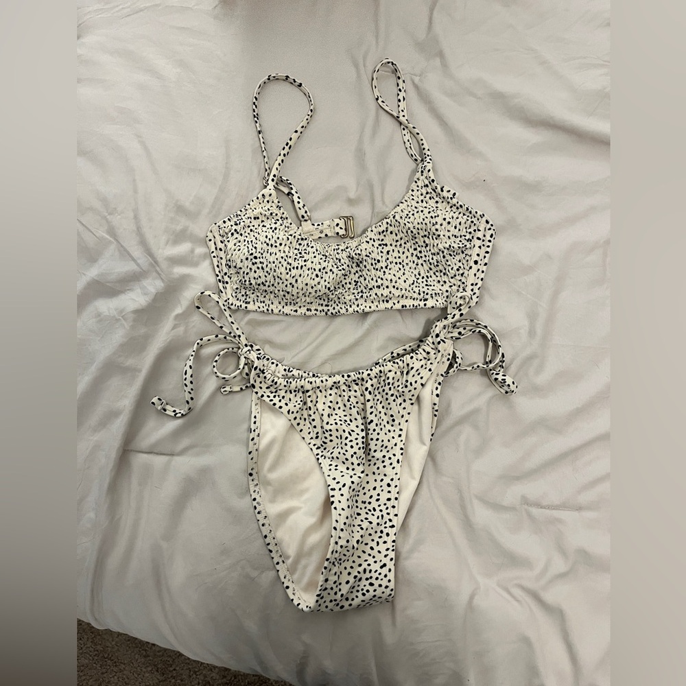 Xhilaration White and Black Polka Dot Bra Set